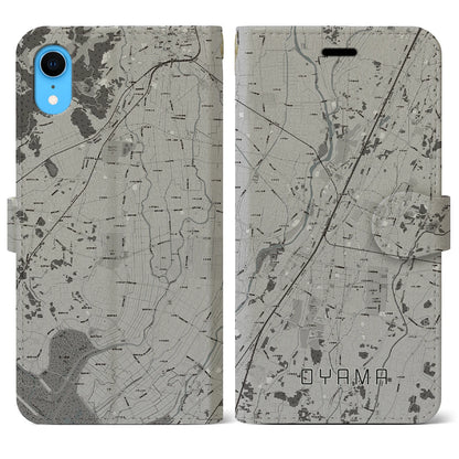 【小山（栃木県）】地図柄iPhoneケース（手帳タイプ）モノトーン・iPhone XR 用