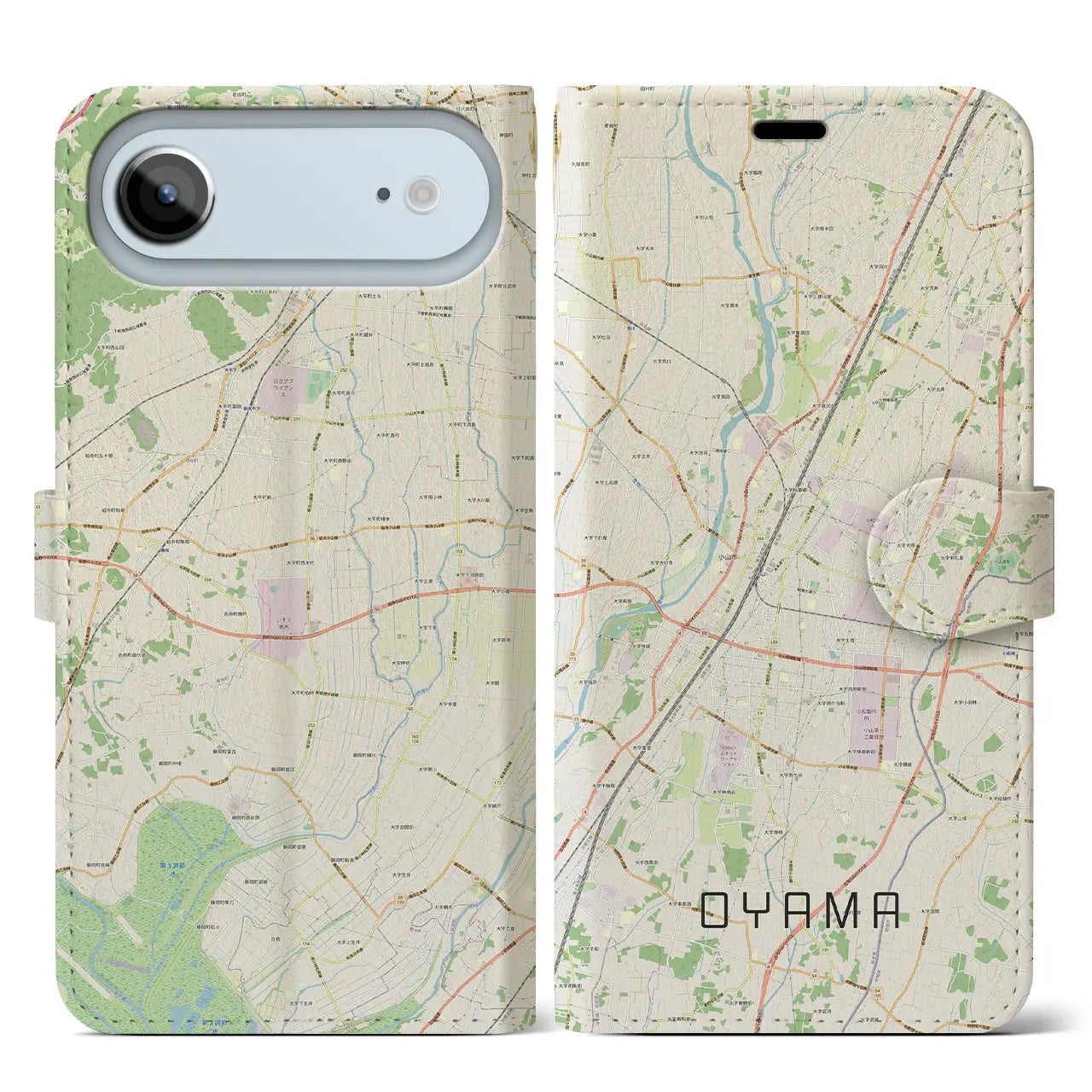 【小山（栃木県）】地図柄iPhoneケース（手帳タイプ）