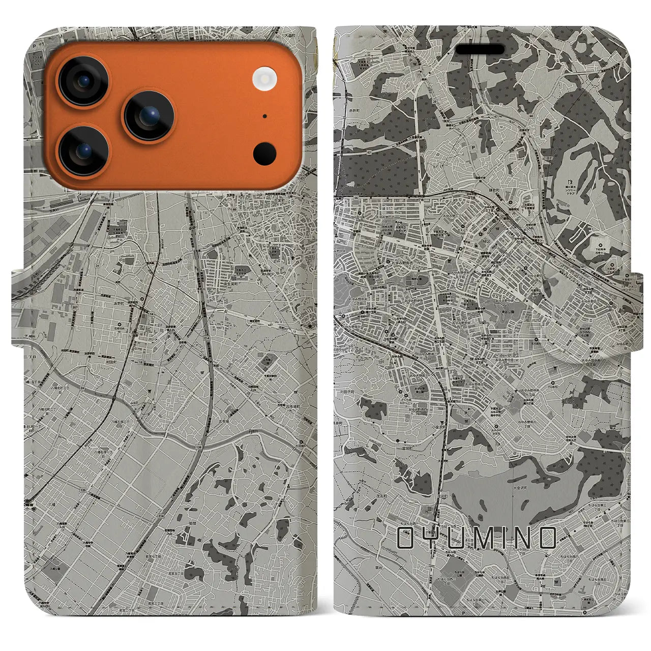 【おゆみ野（千葉県）】地図柄iPhoneケース（手帳タイプ）