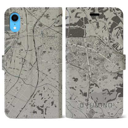 【おゆみ野（千葉県）】地図柄iPhoneケース（手帳タイプ）モノトーン・iPhone XR 用