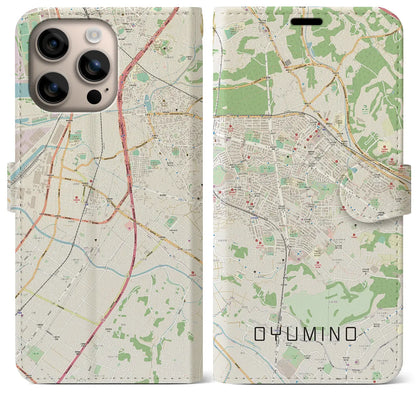 【おゆみ野（千葉県）】地図柄iPhoneケース（手帳タイプ）ナチュラル・iPhone 16 Plus 用