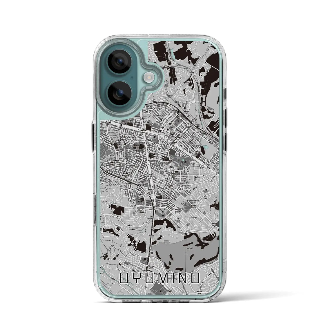 【おゆみ野(千葉県)】地図柄iPhoneケース(MagSafeタイプ)モノトーン・iPhone 16 Pro 用