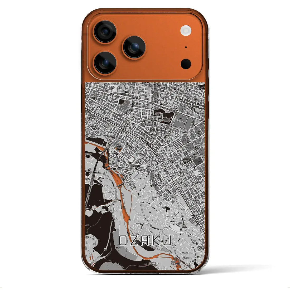 【小作（東京都）】地図柄iPhoneケース（クリアタイプ）モノトーン・iPhone 17 Pro Max 用