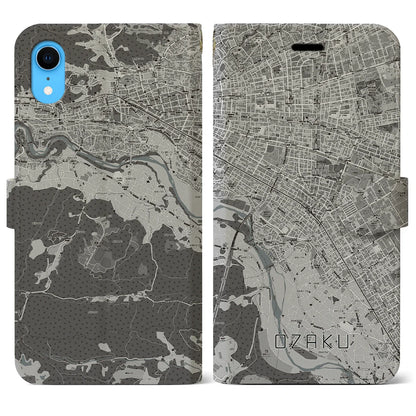 【小作（東京都）】地図柄iPhoneケース（手帳タイプ）モノトーン・iPhone XR 用