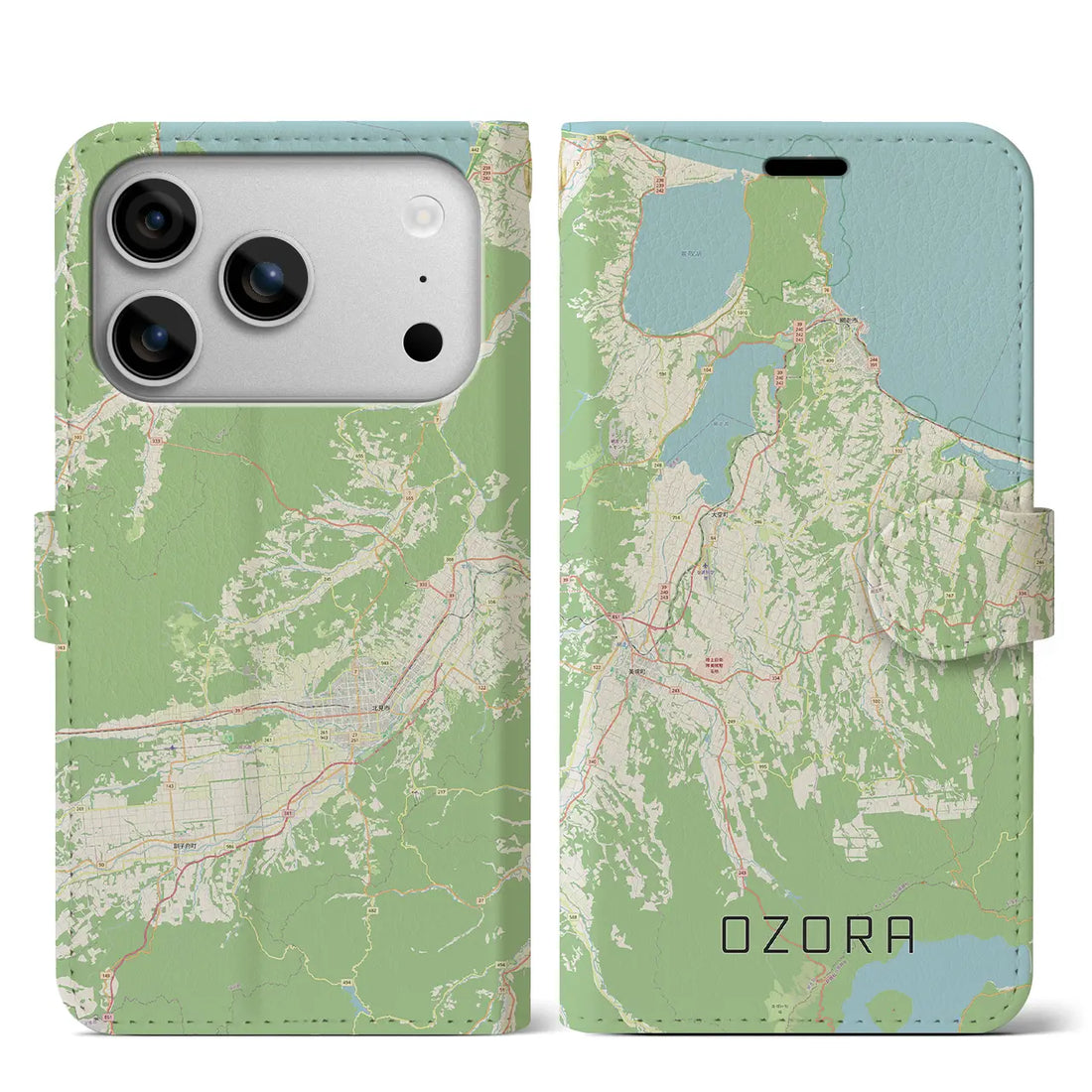 【大空(北海道)】地図柄iPhoneケース(手帳タイプ)モノトーン・iPhone 17 Pro Max 用
