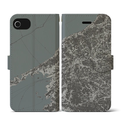 【大洲（愛媛県）】地図柄iPhoneケース（手帳タイプ）モノトーン・iPhone SE（第3 / 第2世代） / 8 / 7 / 6s / 6 用