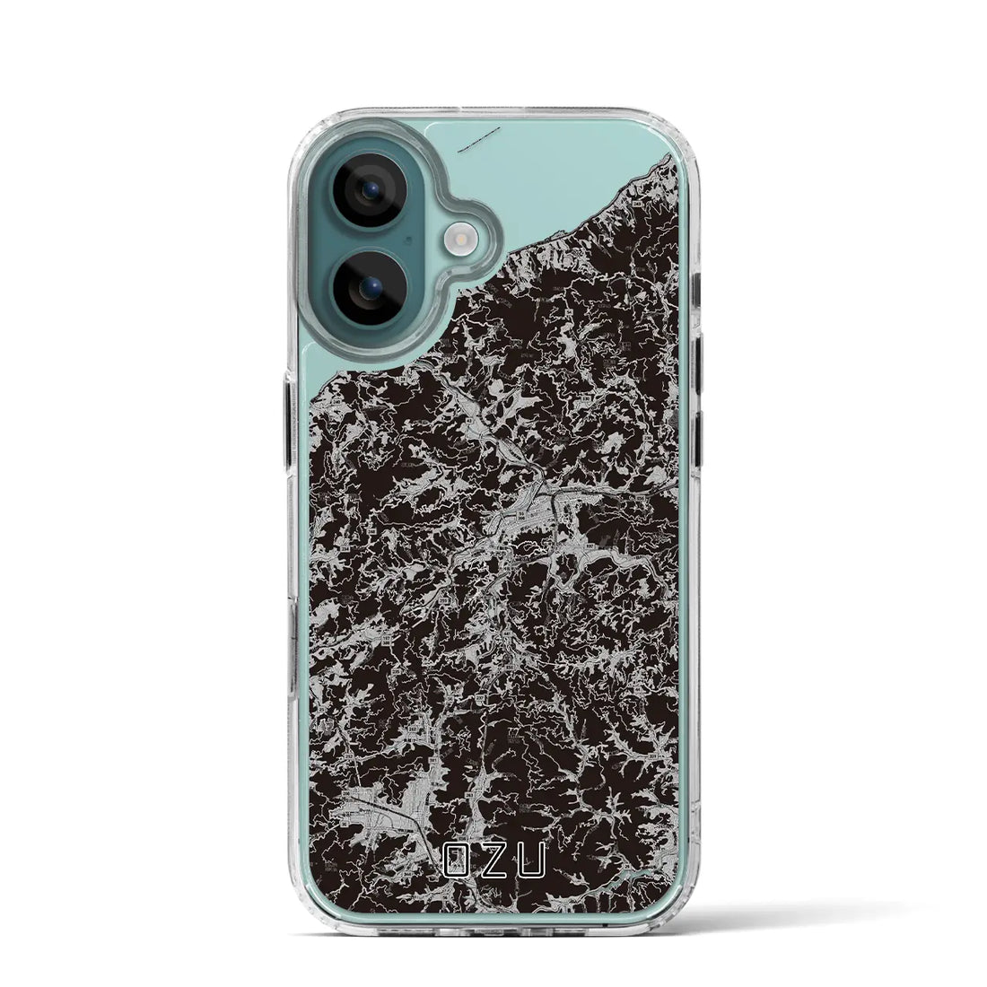 【大洲(愛媛県)】地図柄iPhoneケース(MagSafeタイプ)モノトーン・iPhone 16 Pro 用