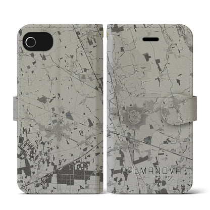 【パルマノーヴァ（イタリア）】地図柄iPhoneケース（手帳タイプ）モノトーン・iPhone SE（第3 / 第2世代） / 8 / 7 / 6s / 6 用
