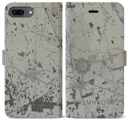 【パルマノーヴァ（イタリア）】地図柄iPhoneケース（手帳タイプ）モノトーン・iPhone 8Plus /7Plus / 6sPlus / 6Plus 用
