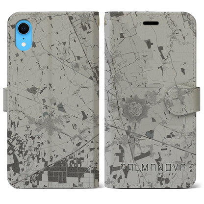 【パルマノーヴァ（イタリア）】地図柄iPhoneケース（手帳タイプ）モノトーン・iPhone XR 用
