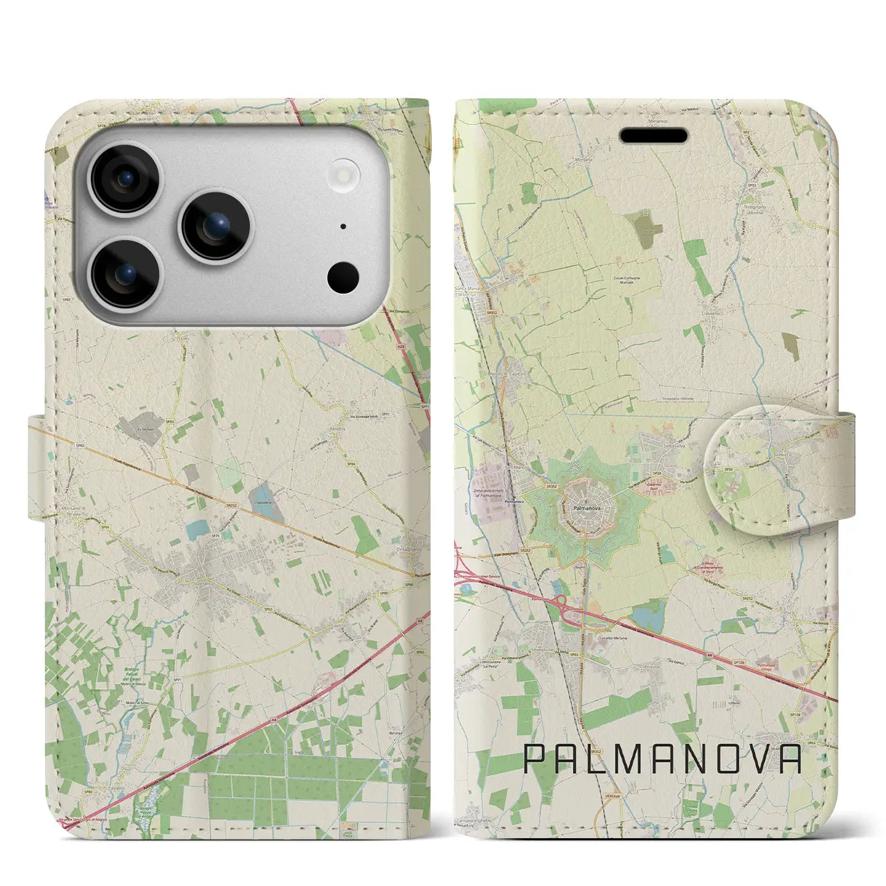 【パルマノーヴァ（イタリア）】地図柄iPhoneケース（手帳タイプ）