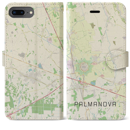 【パルマノーヴァ（イタリア）】地図柄iPhoneケース（手帳タイプ）ナチュラル・iPhone 8Plus /7Plus / 6sPlus / 6Plus 用