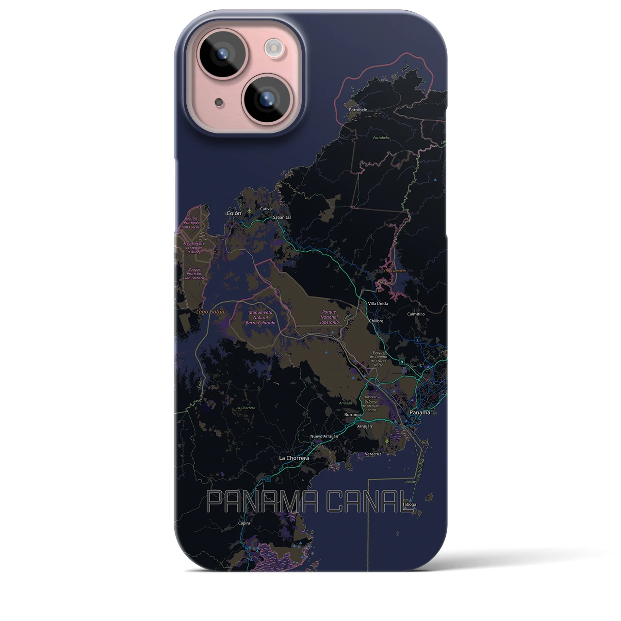 【パナマ運河（パナマ）】地図柄iPhoneケース（バックカバータイプ）