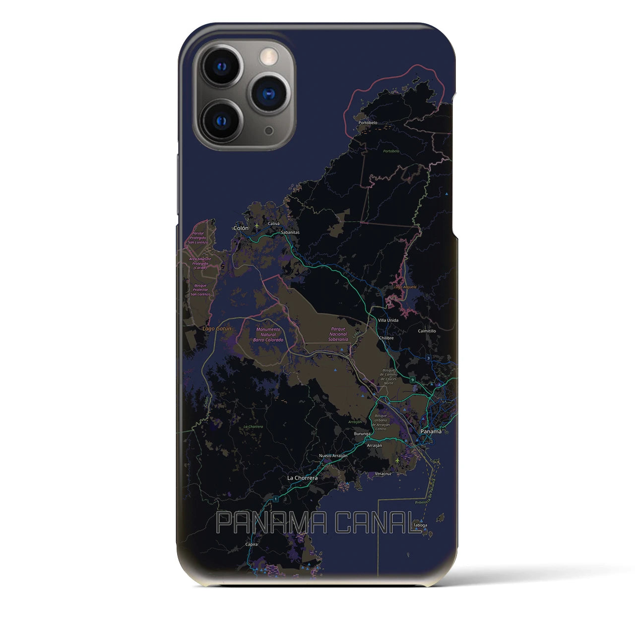 【パナマ運河（パナマ）】地図柄iPhoneケース（バックカバータイプ）