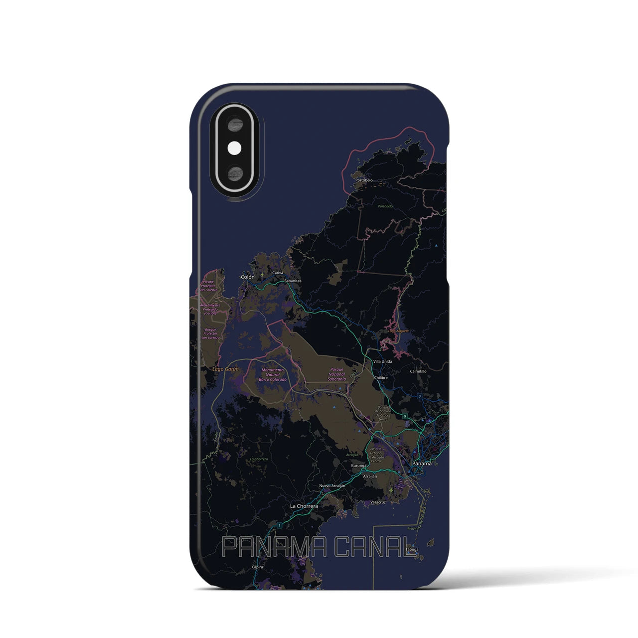 【パナマ運河（パナマ）】地図柄iPhoneケース（バックカバータイプ）