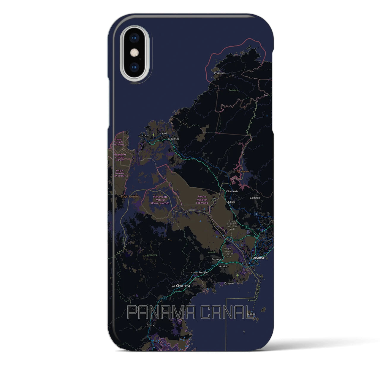 【パナマ運河（パナマ）】地図柄iPhoneケース（バックカバータイプ）