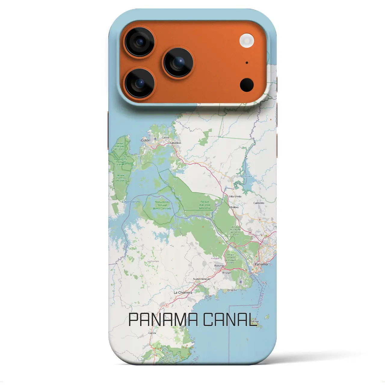 【パナマ運河（パナマ）】地図柄iPhoneケース（バックカバータイプ）