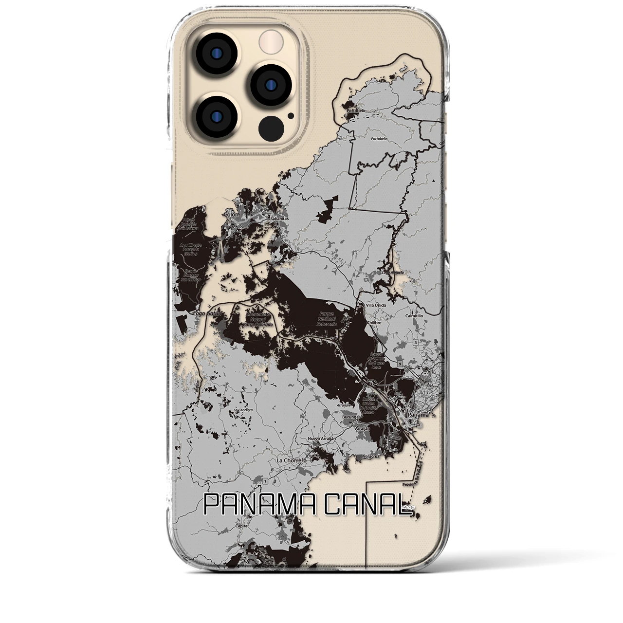 【パナマ運河（パナマ）】地図柄iPhoneケース（クリアタイプ）