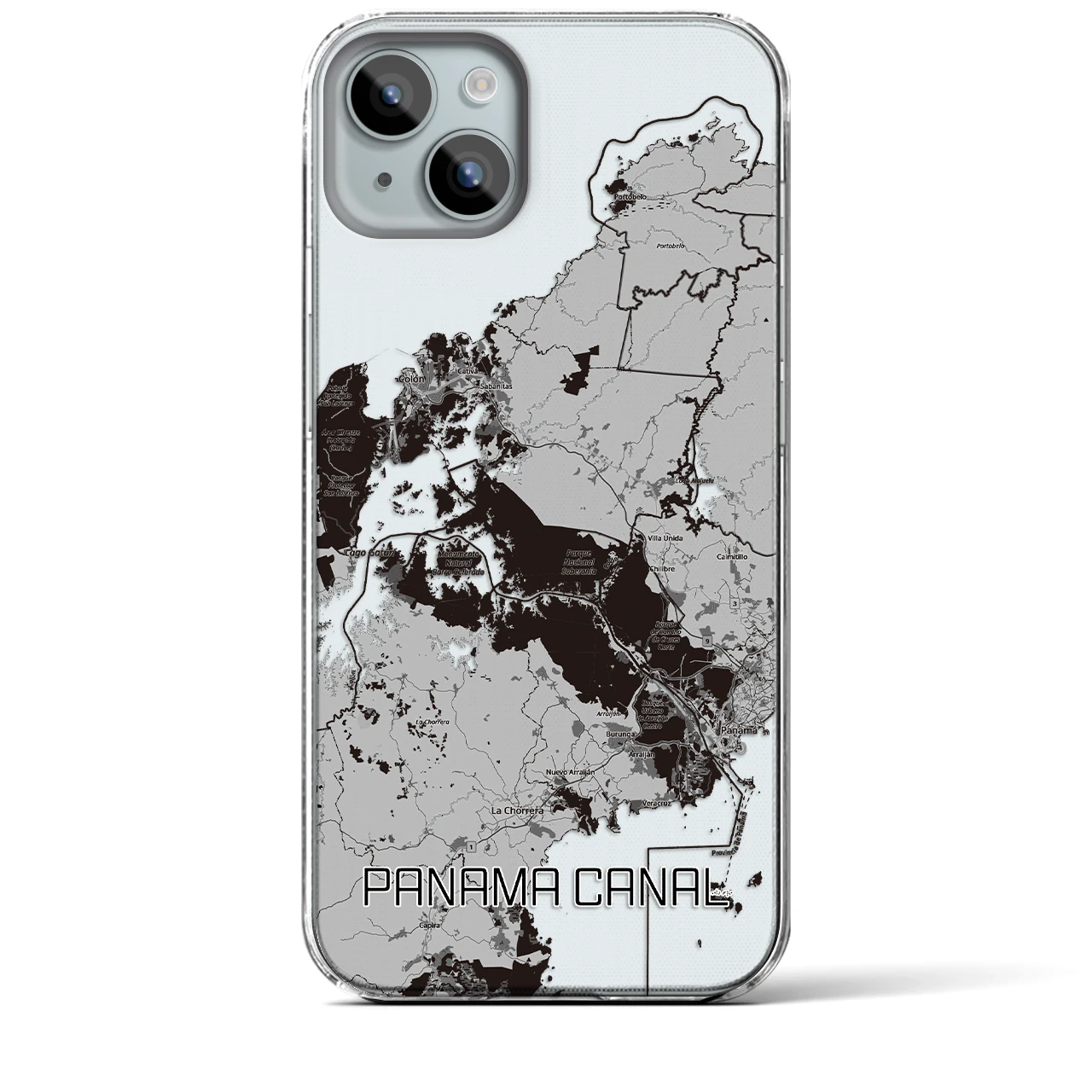 【パナマ運河（パナマ）】地図柄iPhoneケース（クリアタイプ）