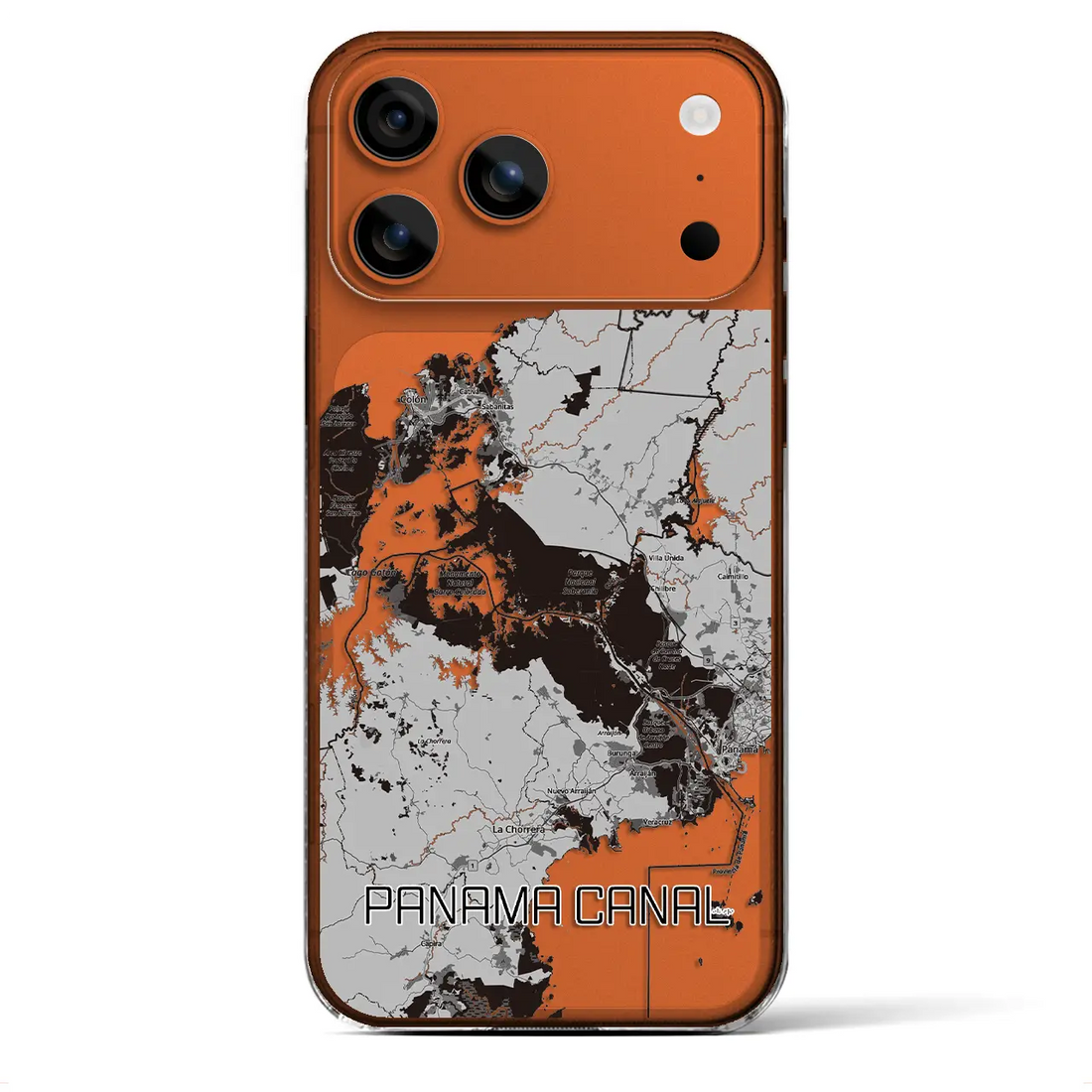 【パナマ運河（パナマ）】地図柄iPhoneケース（クリアタイプ）モノトーン・iPhone 17 Pro Max 用