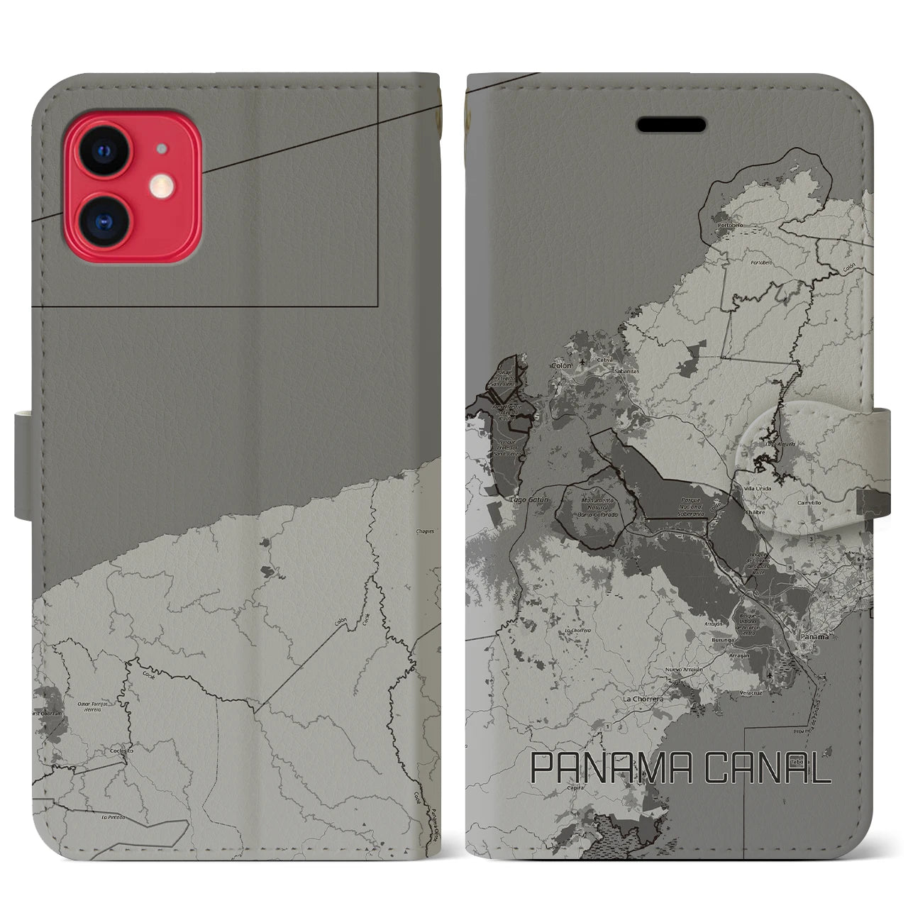 【パナマ運河（パナマ）】地図柄iPhoneケース（手帳タイプ）