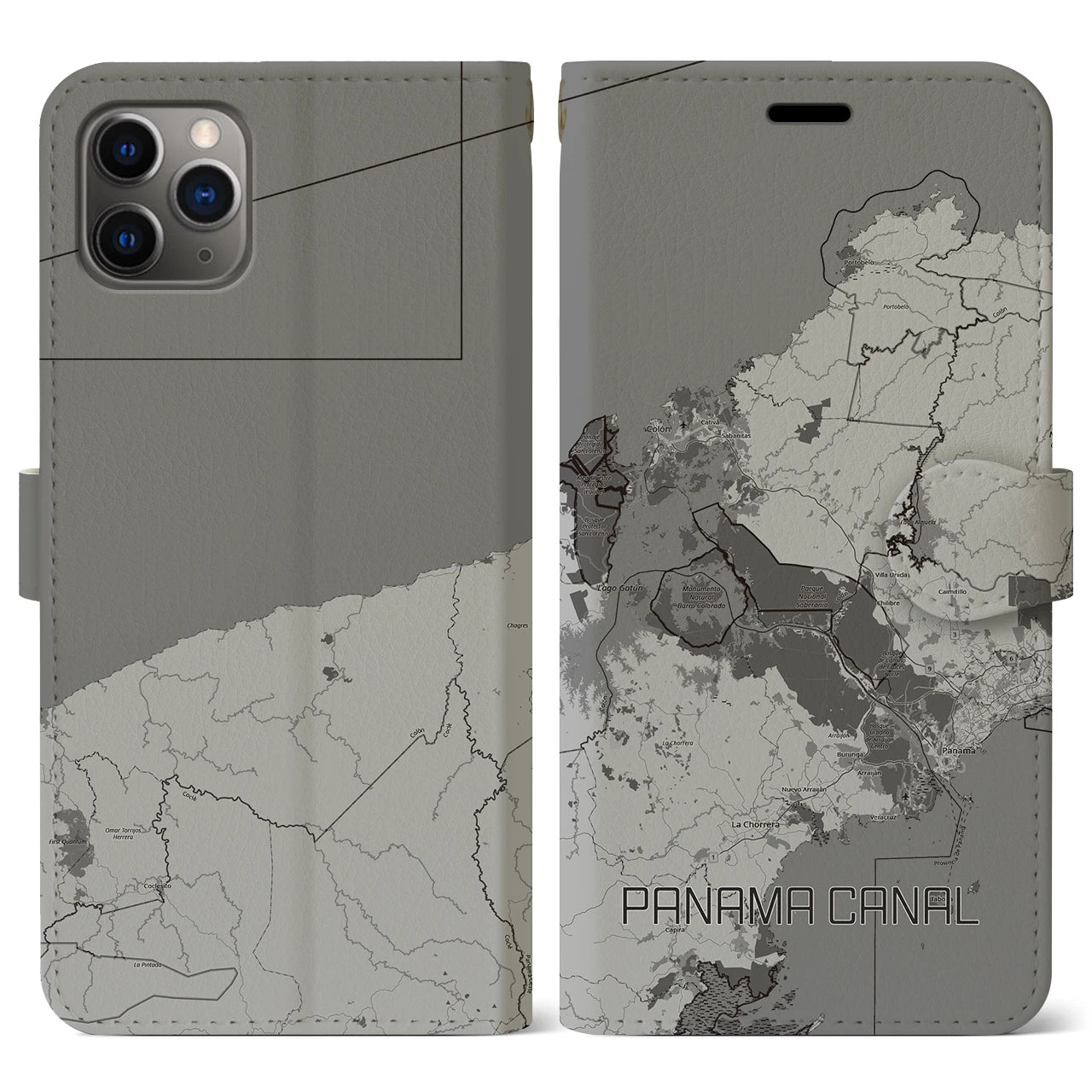 【パナマ運河（パナマ）】地図柄iPhoneケース（手帳タイプ）