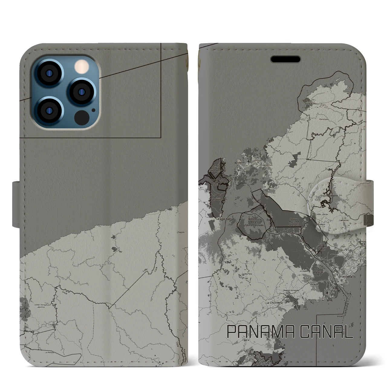 【パナマ運河（パナマ）】地図柄iPhoneケース（手帳タイプ）