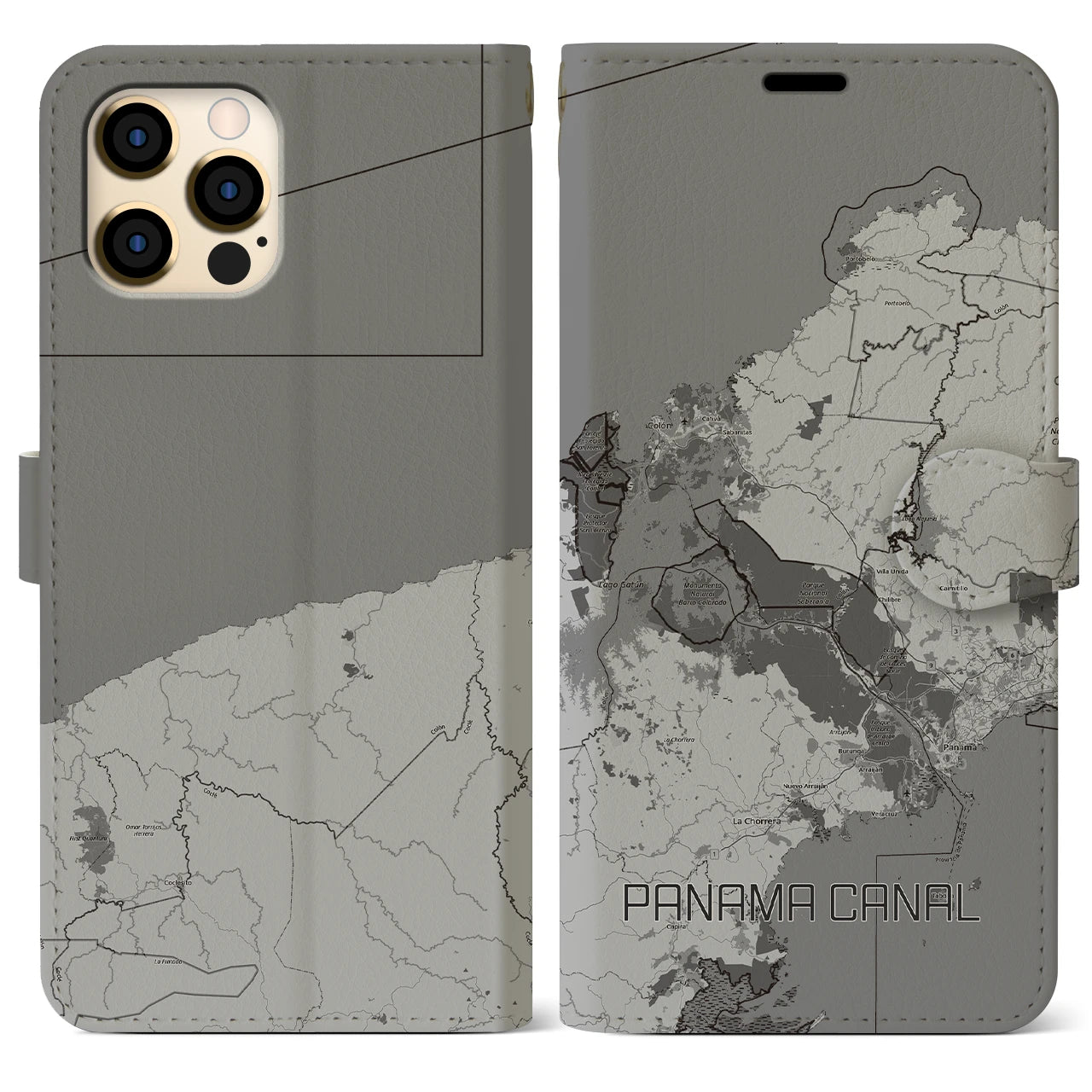 【パナマ運河（パナマ）】地図柄iPhoneケース（手帳タイプ）