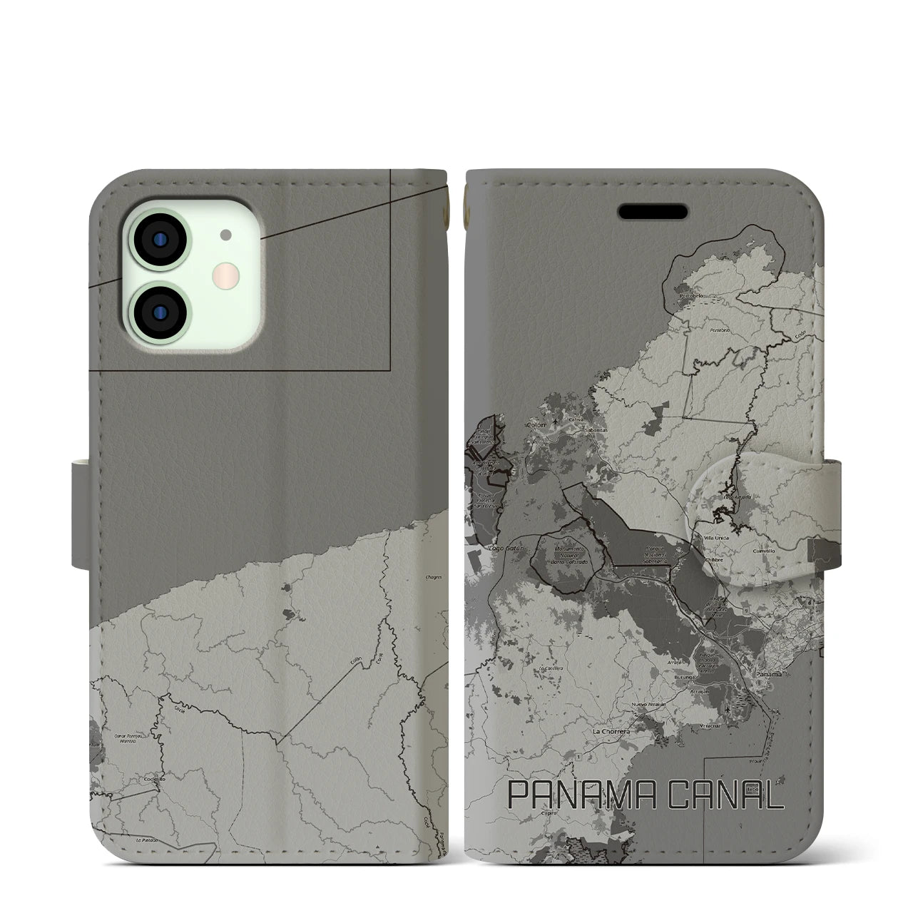 【パナマ運河（パナマ）】地図柄iPhoneケース（手帳タイプ）