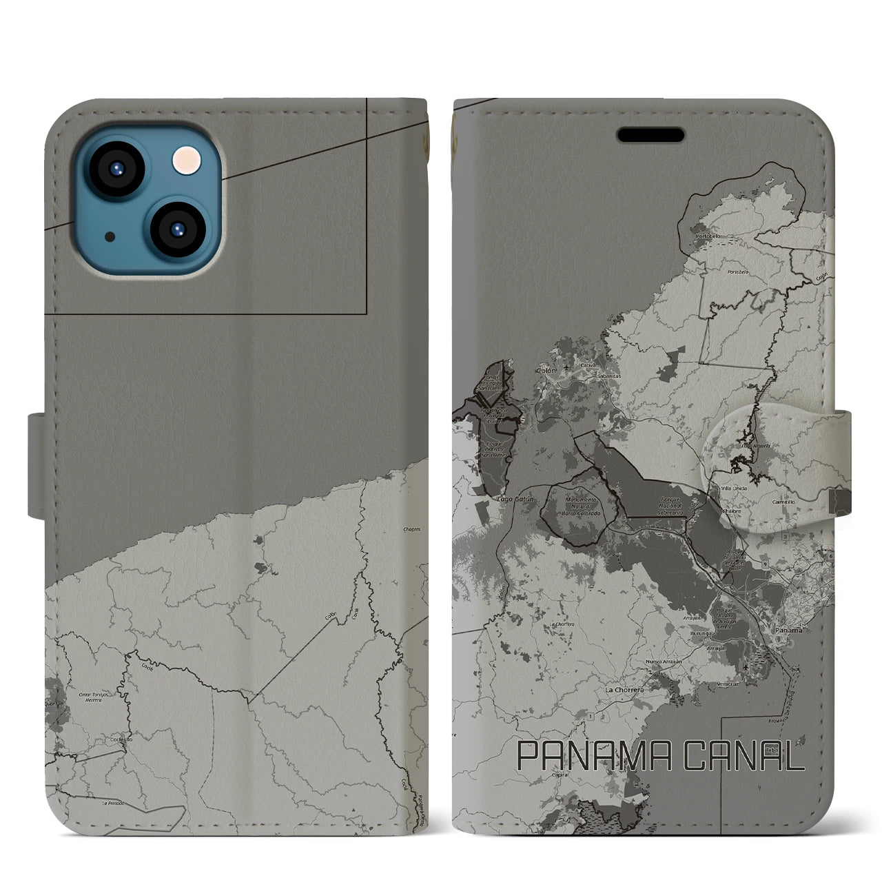 【パナマ運河（パナマ）】地図柄iPhoneケース（手帳タイプ）