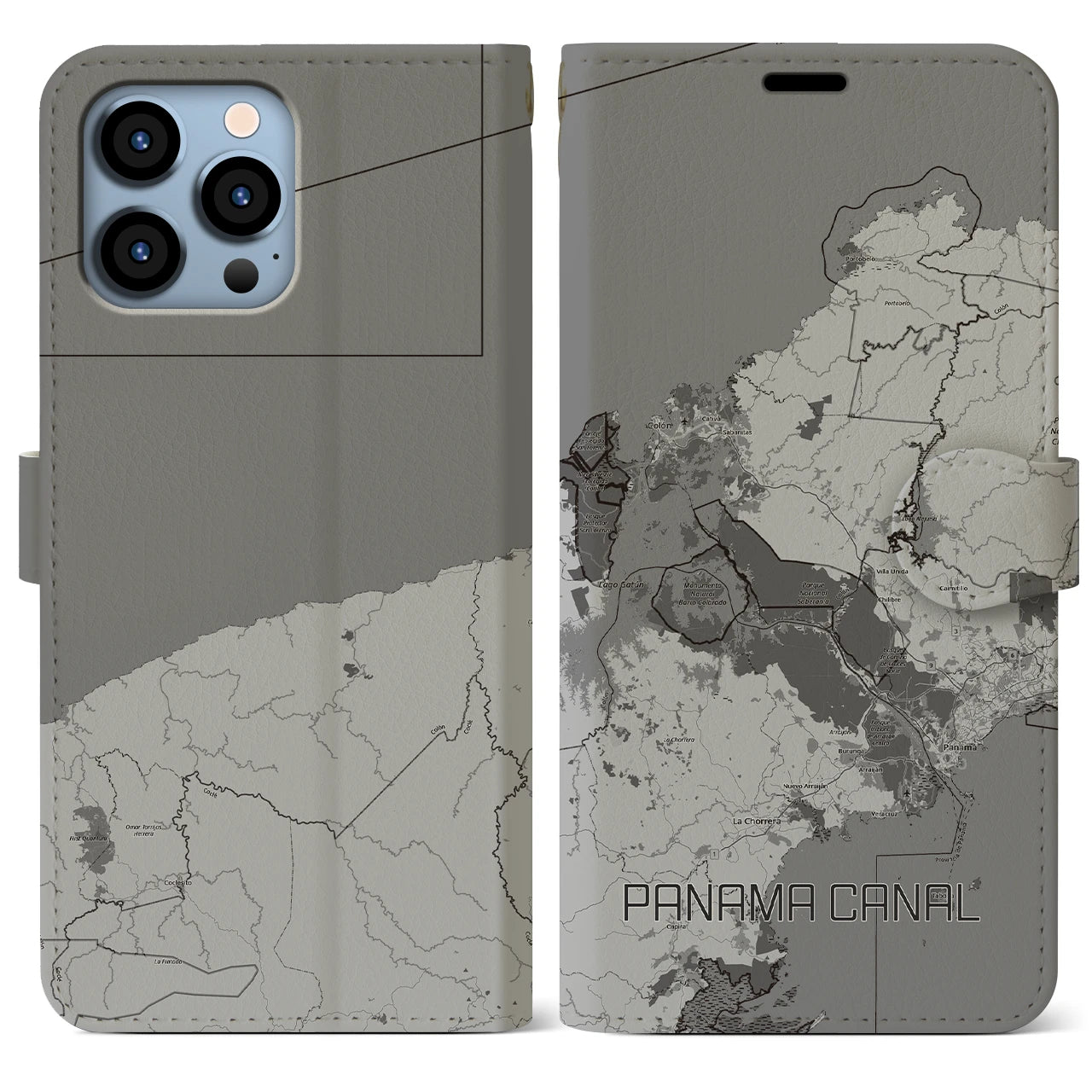 【パナマ運河（パナマ）】地図柄iPhoneケース（手帳タイプ）