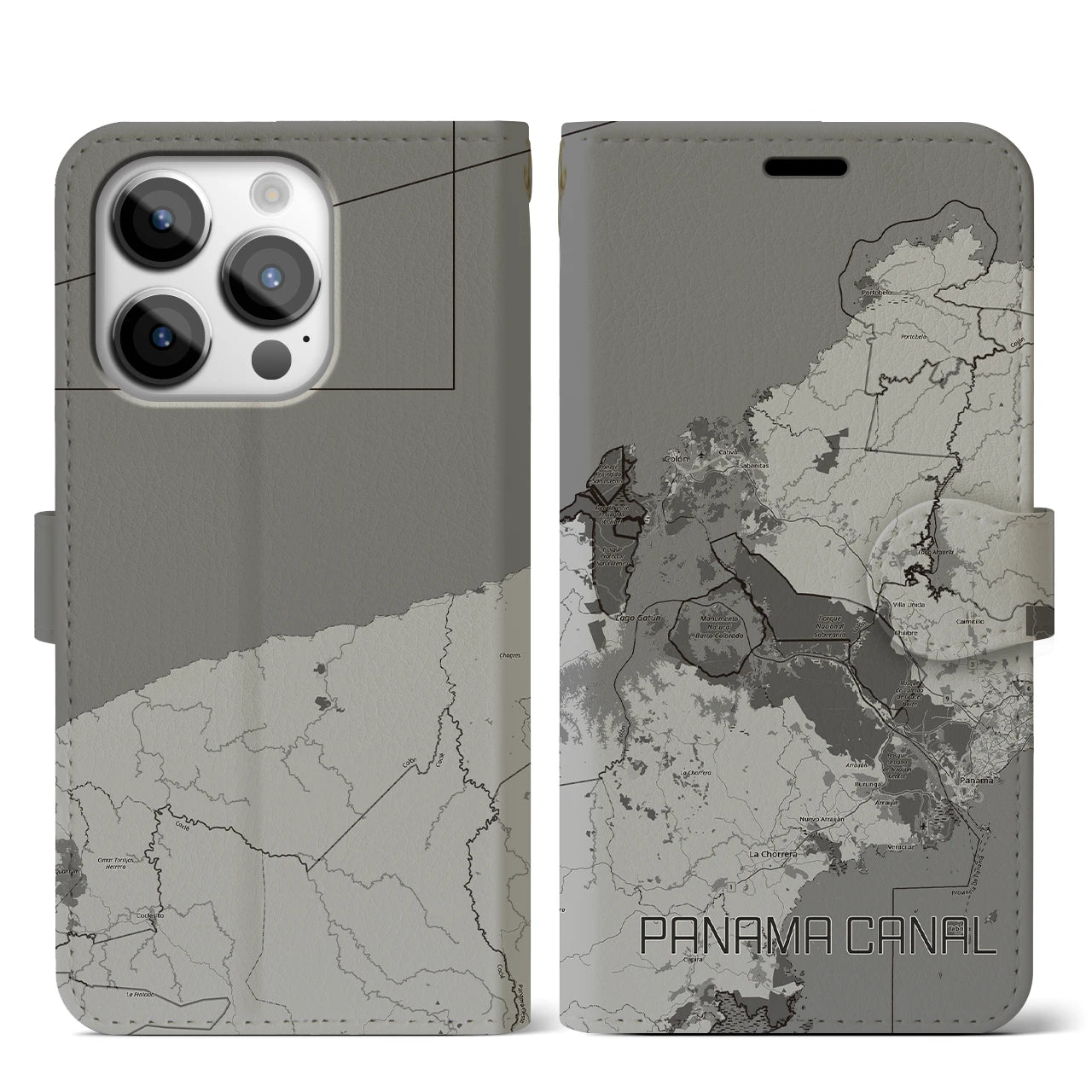【パナマ運河（パナマ）】地図柄iPhoneケース（手帳タイプ）