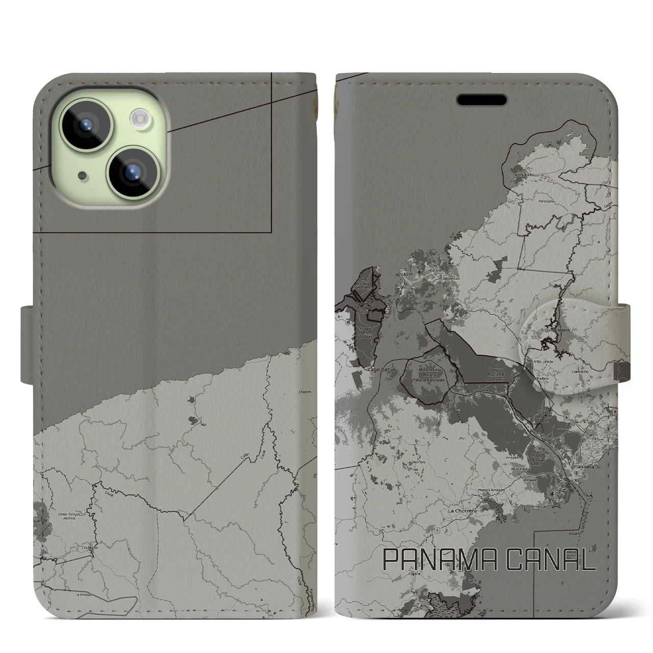 【パナマ運河（パナマ）】地図柄iPhoneケース（手帳タイプ）