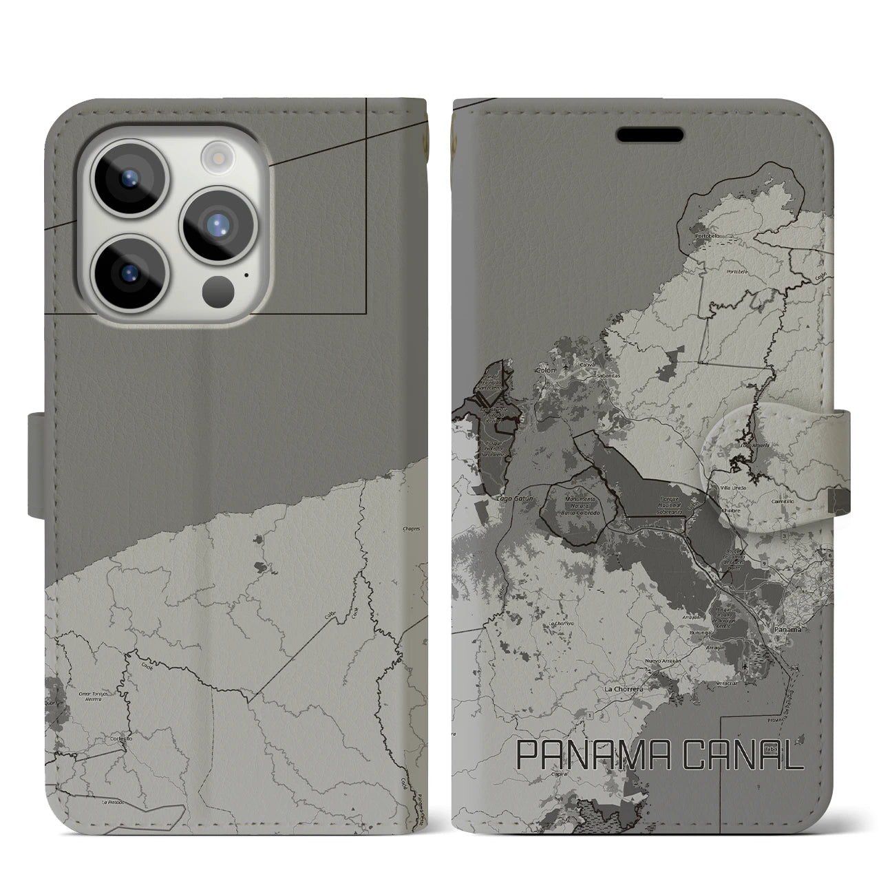 【パナマ運河（パナマ）】地図柄iPhoneケース（手帳タイプ）