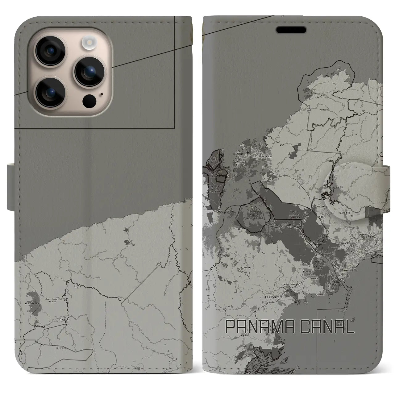 【パナマ運河（パナマ）】地図柄iPhoneケース（手帳タイプ）