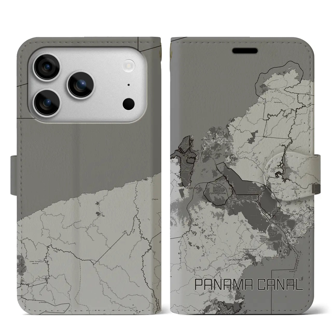 【パナマ運河（パナマ）】地図柄iPhoneケース（手帳タイプ）