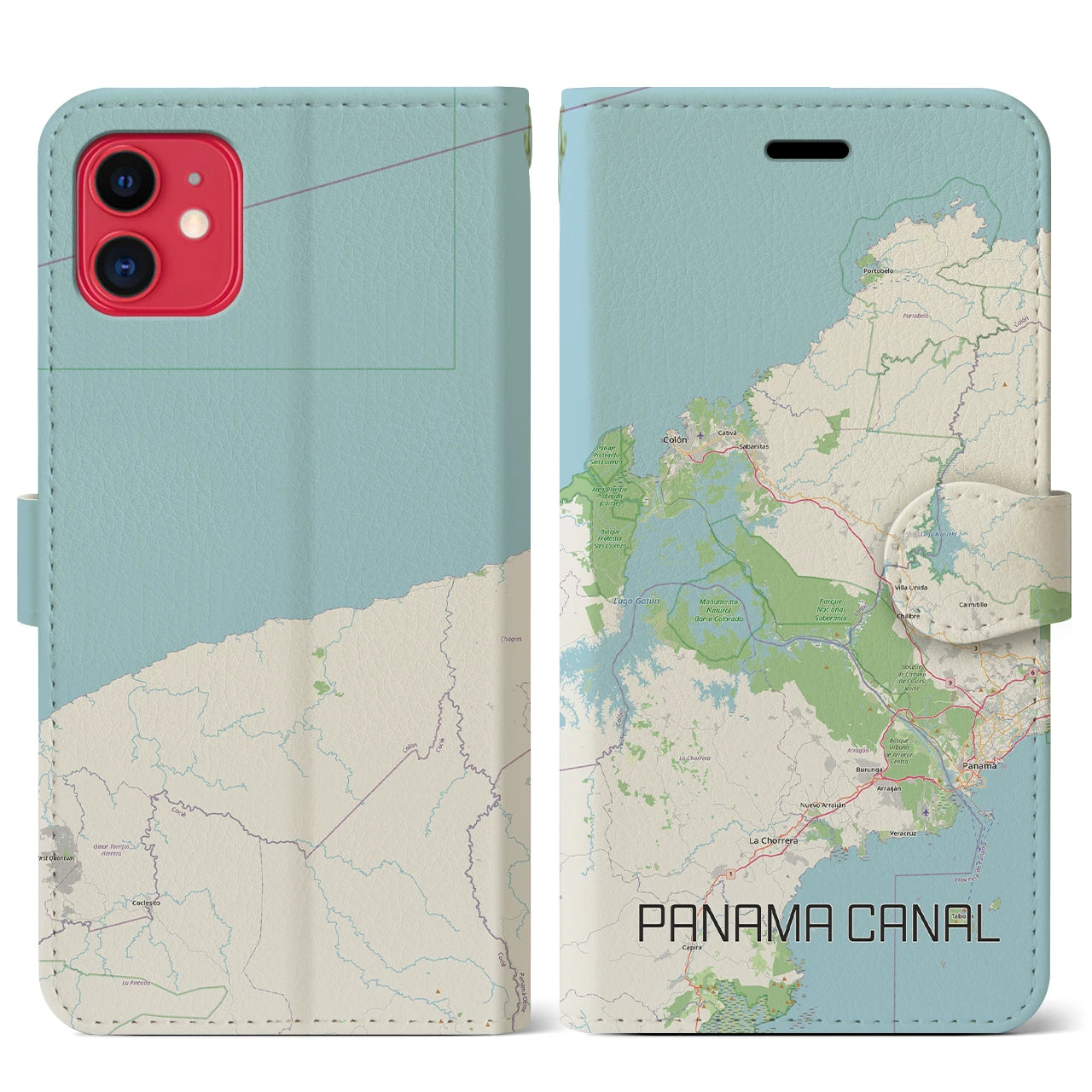 【パナマ運河（パナマ）】地図柄iPhoneケース（手帳タイプ）