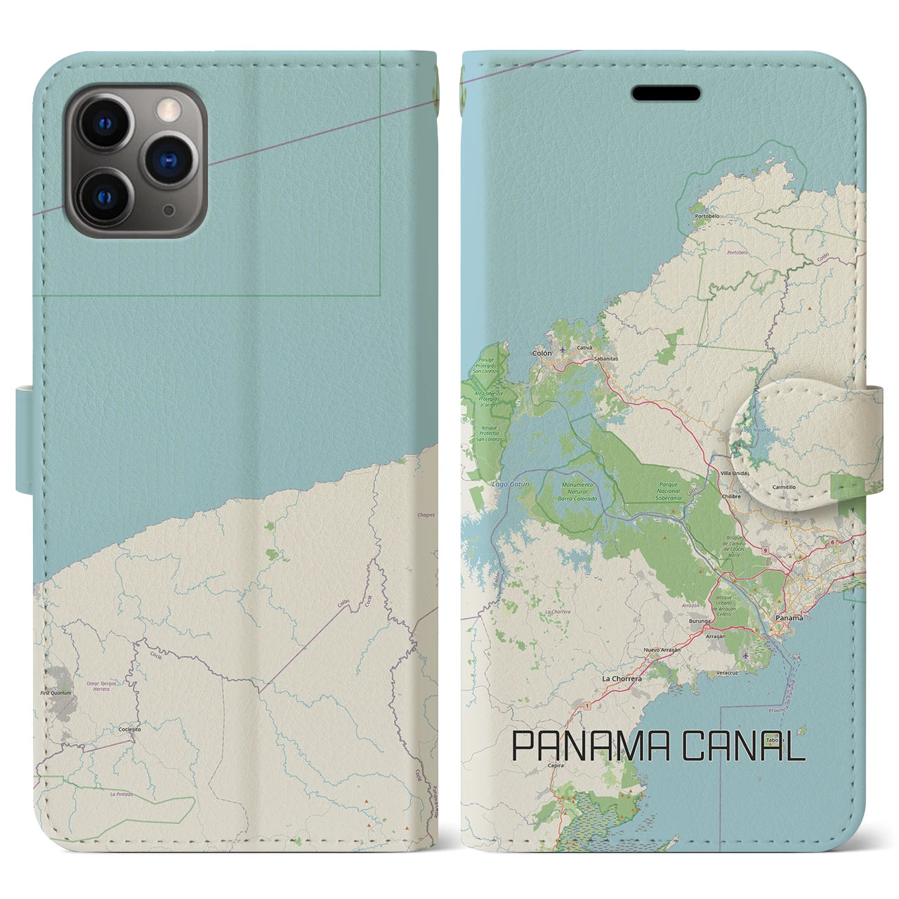 【パナマ運河（パナマ）】地図柄iPhoneケース（手帳タイプ）