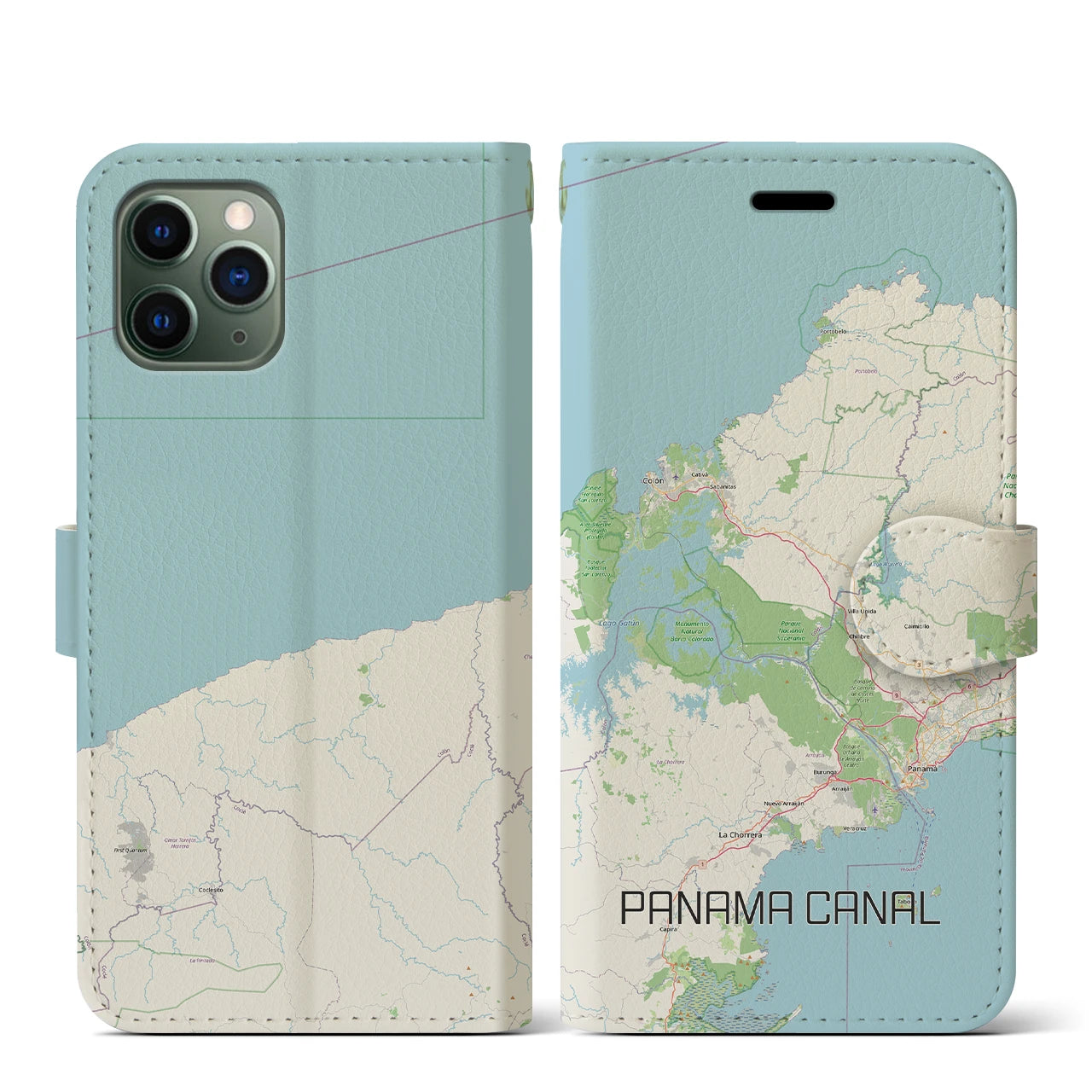 【パナマ運河（パナマ）】地図柄iPhoneケース（手帳タイプ）