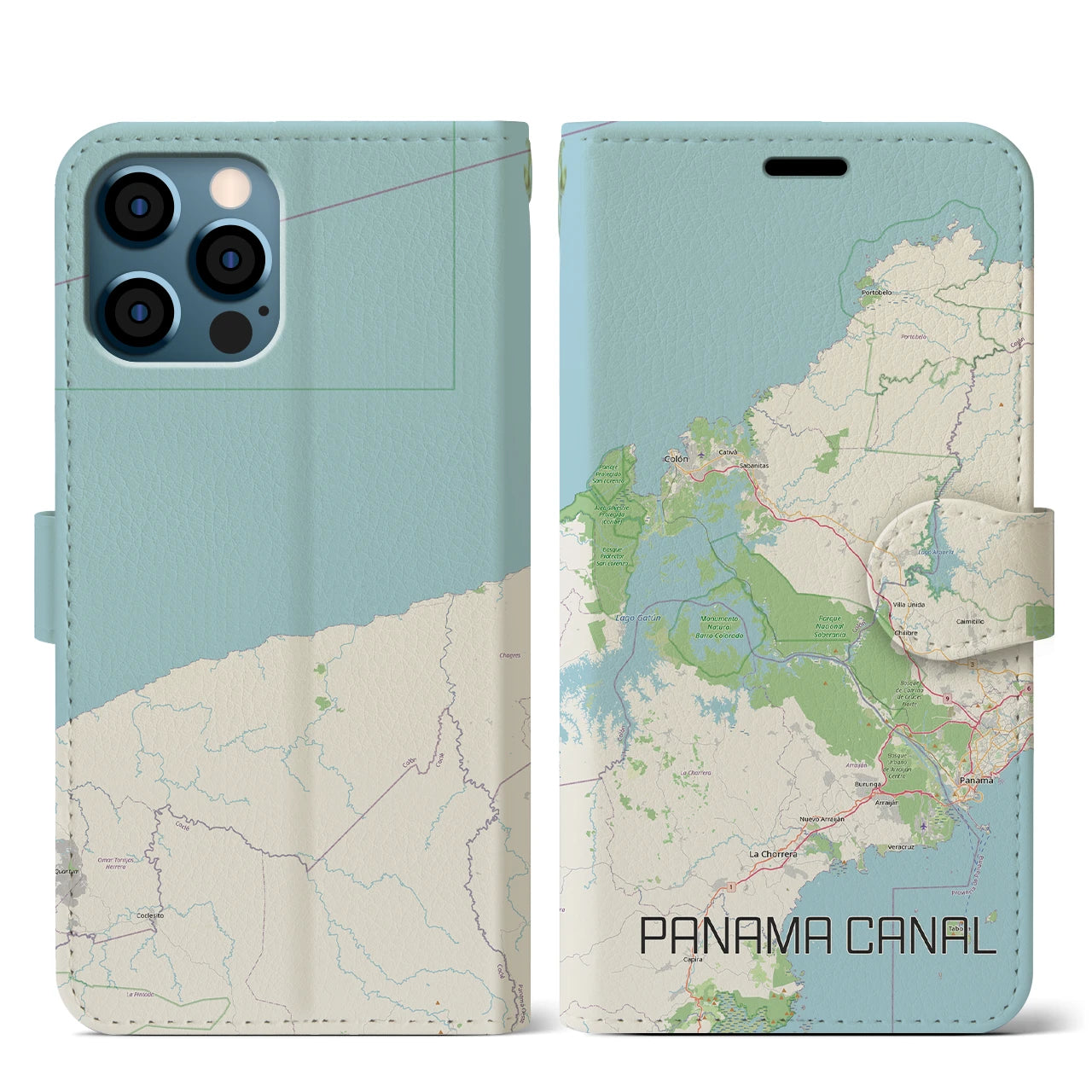 【パナマ運河（パナマ）】地図柄iPhoneケース（手帳タイプ）