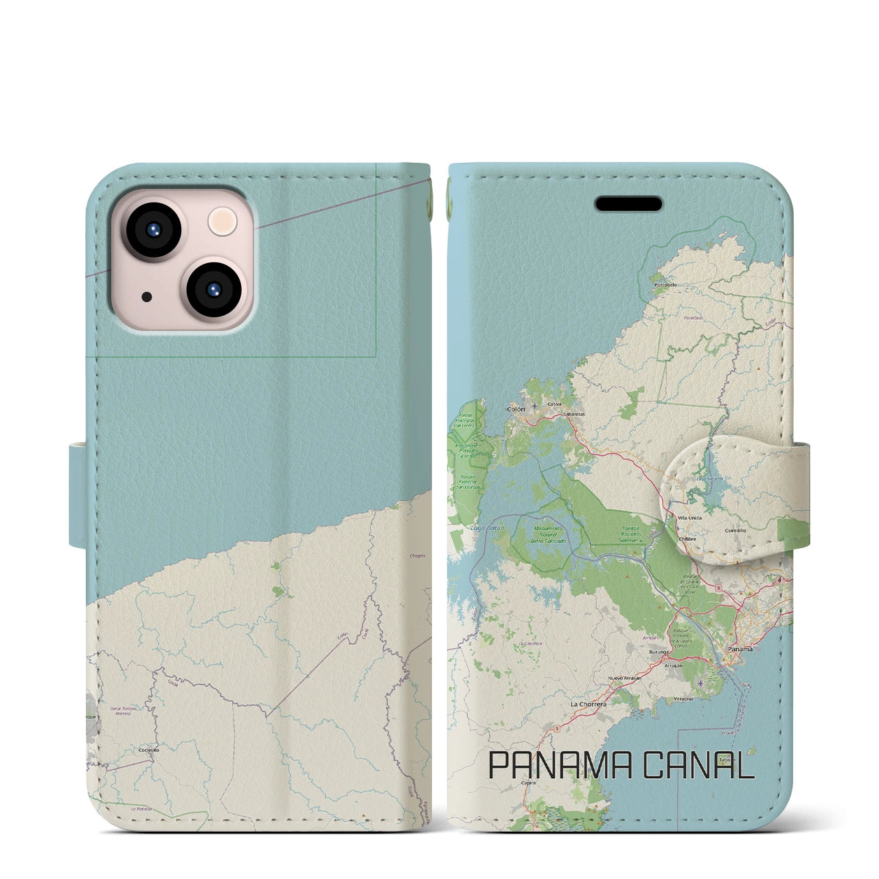 【パナマ運河（パナマ）】地図柄iPhoneケース（手帳タイプ）