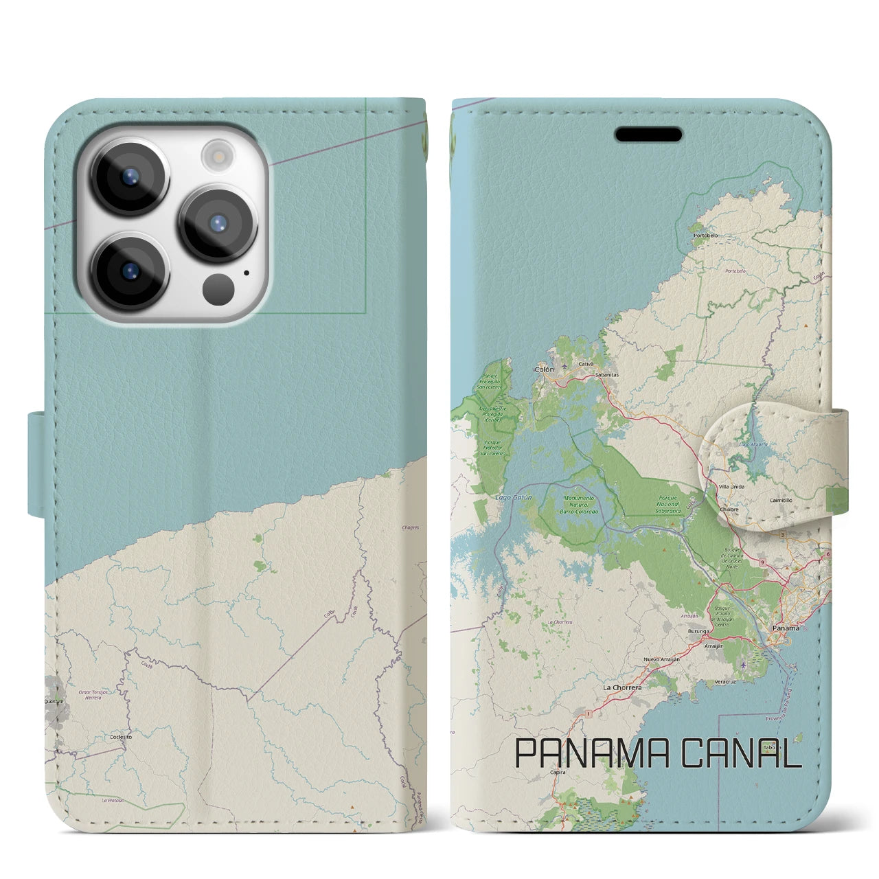 【パナマ運河（パナマ）】地図柄iPhoneケース（手帳タイプ）