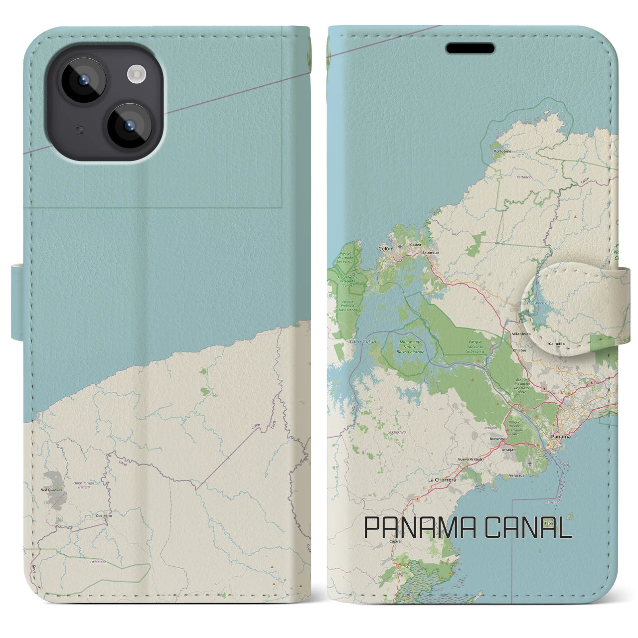 【パナマ運河（パナマ）】地図柄iPhoneケース（手帳タイプ）