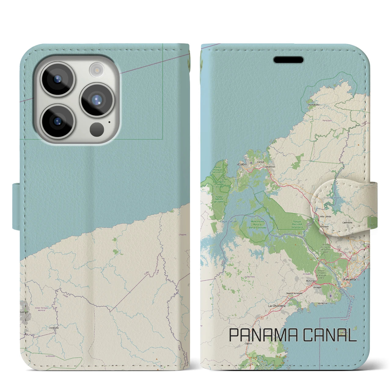 【パナマ運河（パナマ）】地図柄iPhoneケース（手帳タイプ）