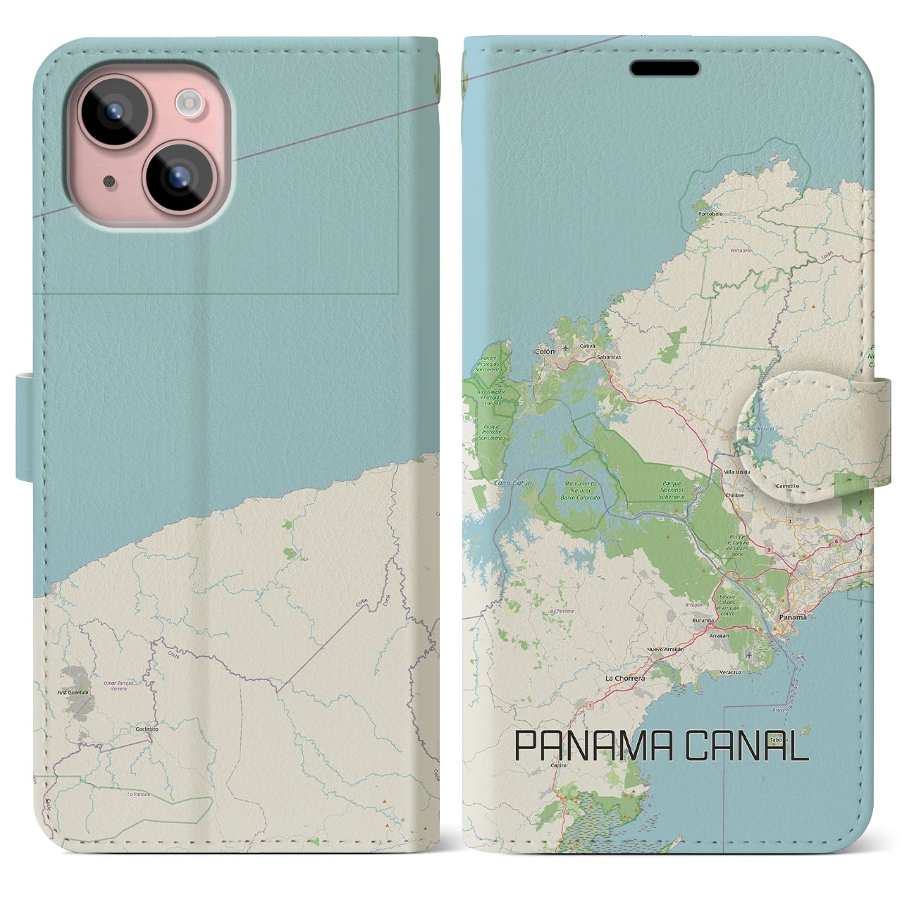 【パナマ運河（パナマ）】地図柄iPhoneケース（手帳タイプ）