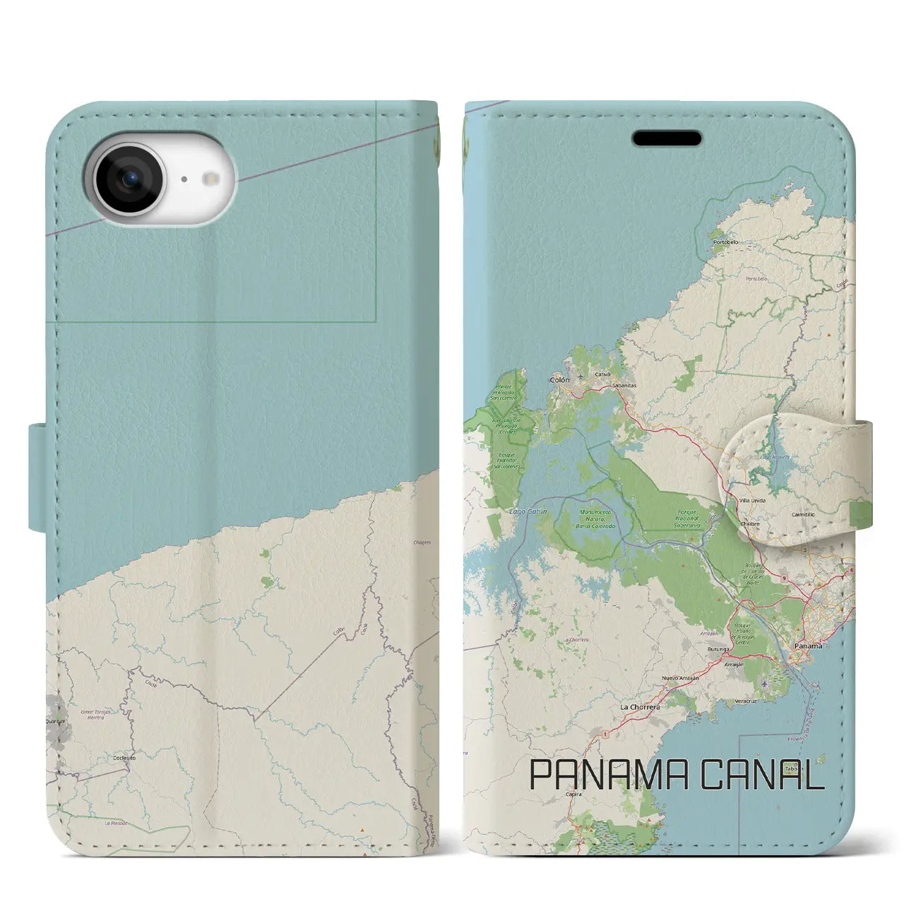 【パナマ運河（パナマ）】地図柄iPhoneケース（手帳タイプ）