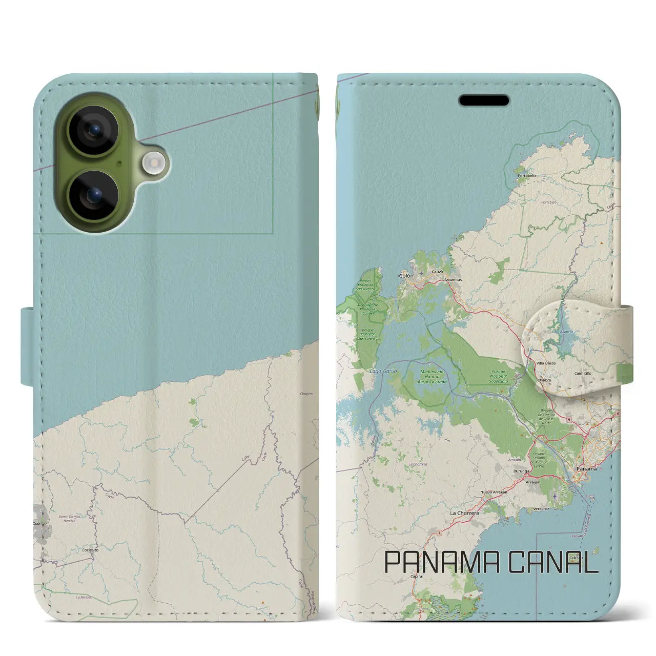 【パナマ運河（パナマ）】地図柄iPhoneケース（手帳タイプ）