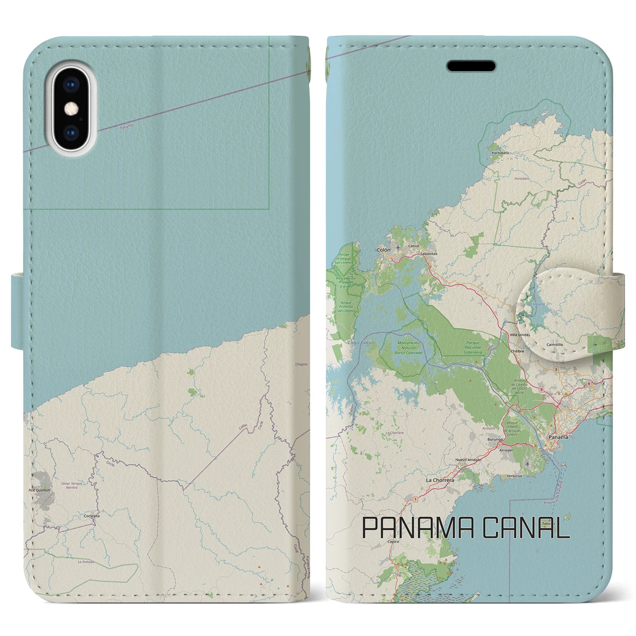 【パナマ運河（パナマ）】地図柄iPhoneケース（手帳タイプ）