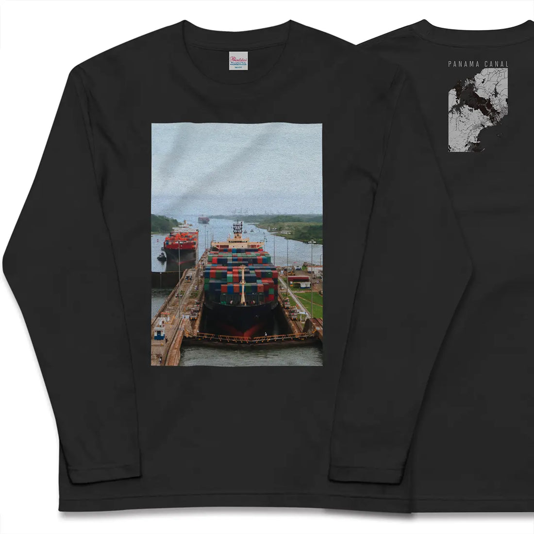 【パナマ運河（パナマ）】Map World ロングスリーブTシャツ
