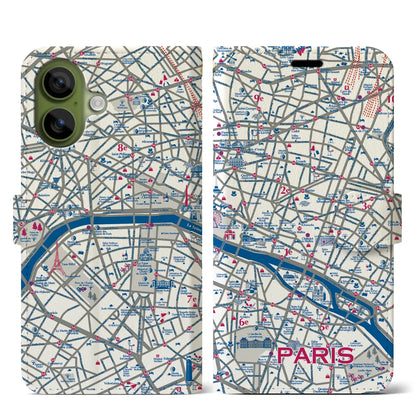 【パリ】イラストマップiPhoneケース（手帳タイプ）